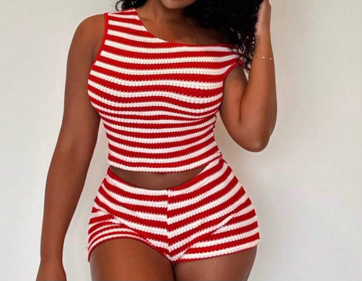 One shoulder two-piece fitted set