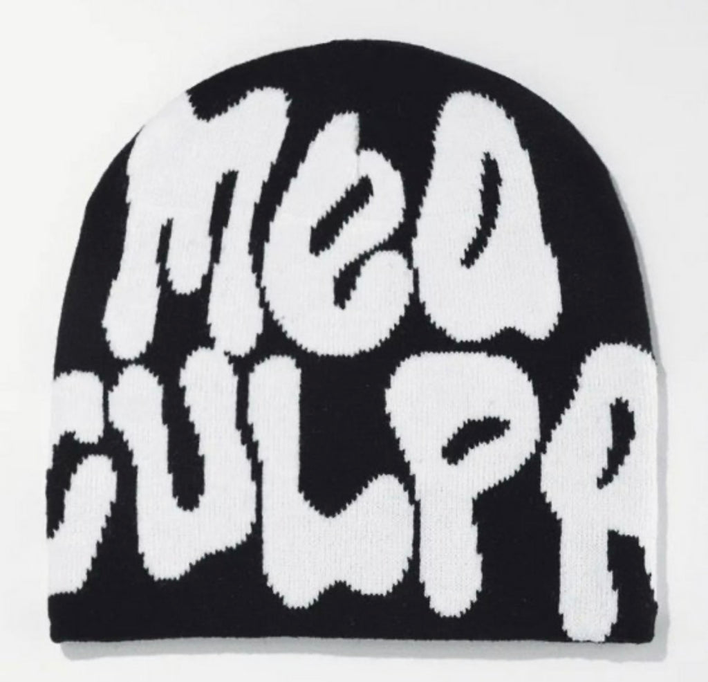 Graphic print jacquard woolen beanie
