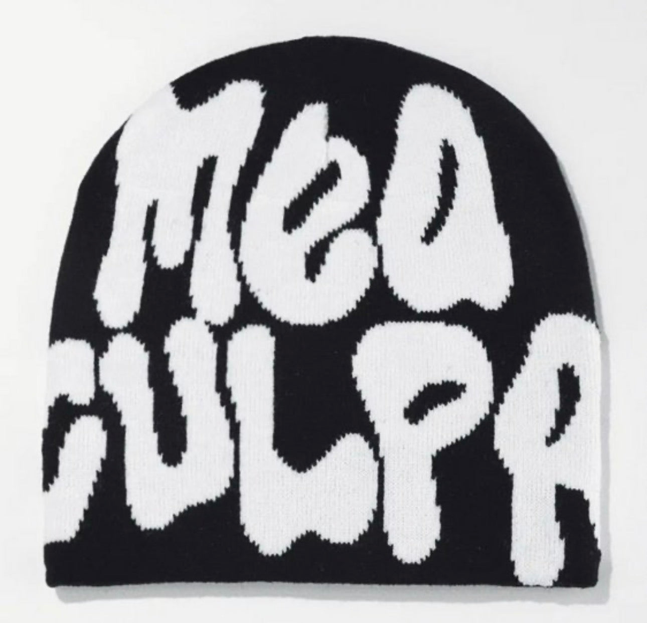 Graphic print jacquard woolen beanie