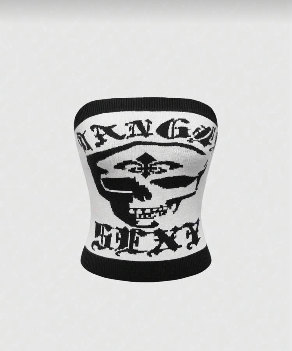 grunge punk skeleton knit tube top