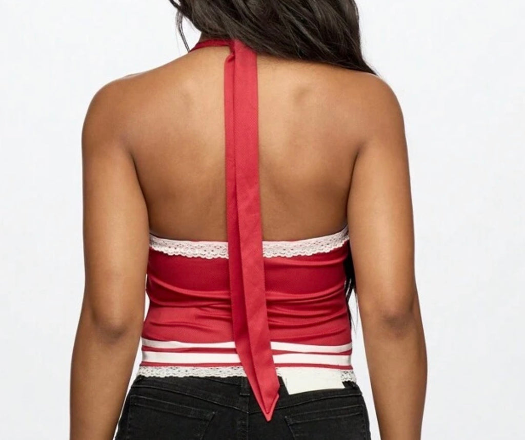 women’s retro varsity style corset top