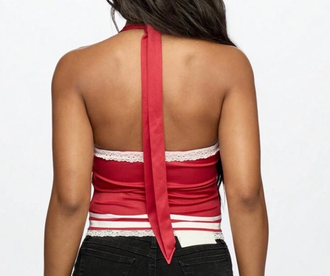 women’s retro varsity style corset top