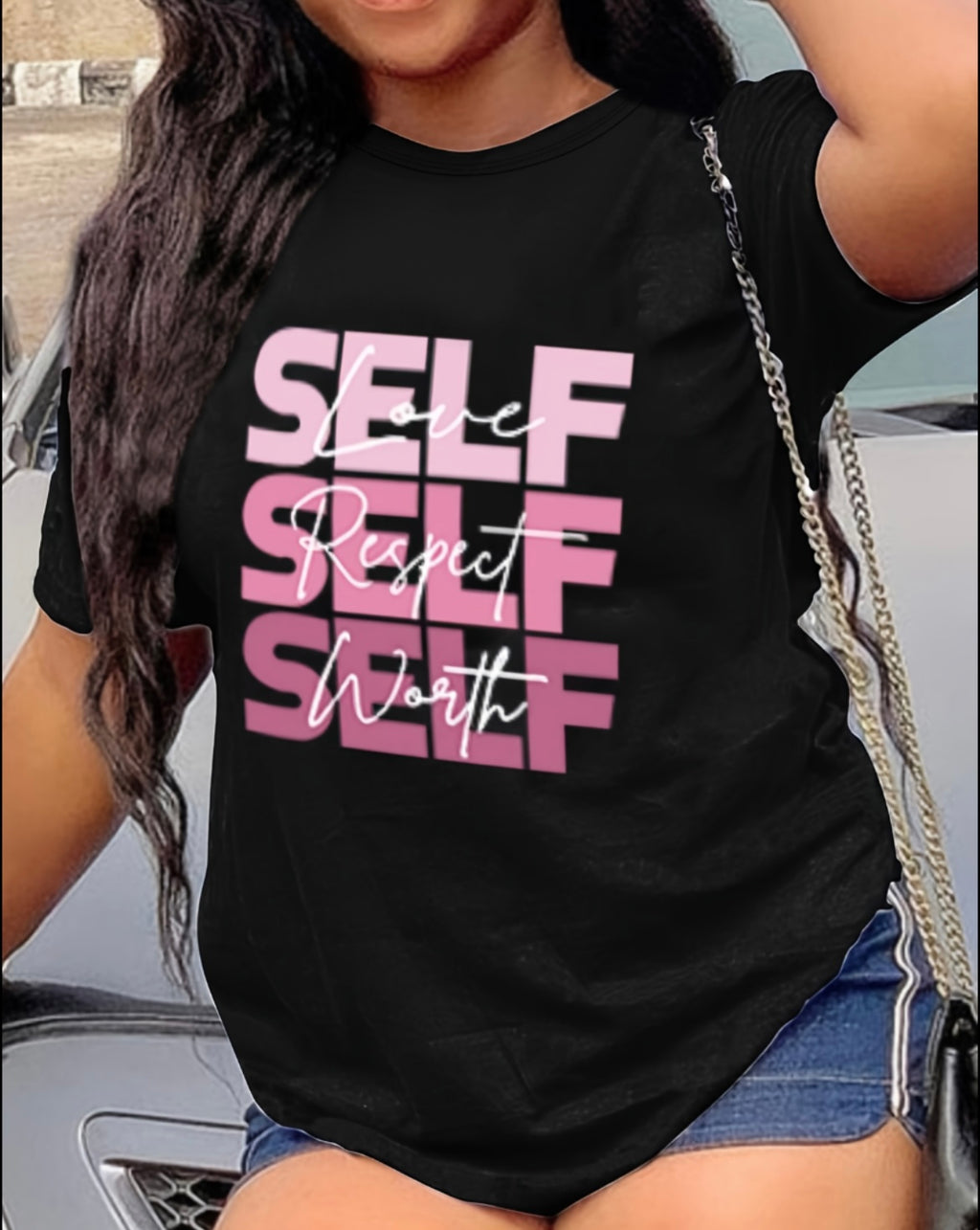 Pink & Black “self love” T-shirt