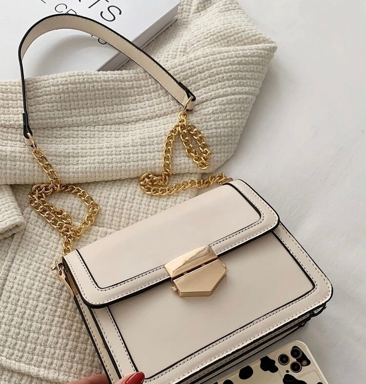 Metal & Studded decor flap square bag