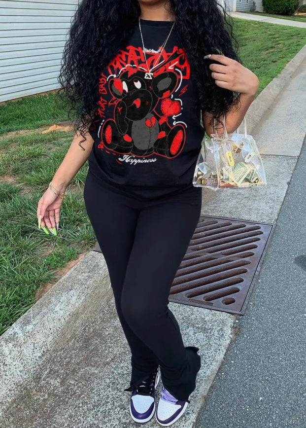 Red / Black stacked shorts sleeve plants set