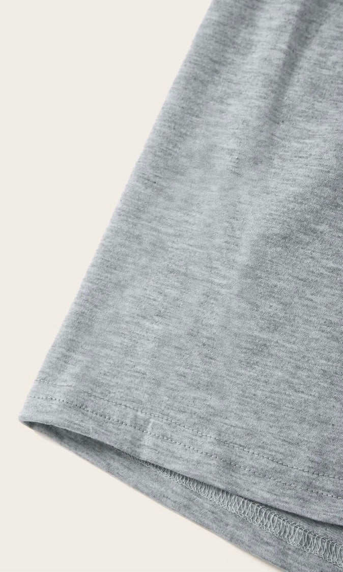 Grey seamed crop shorts set