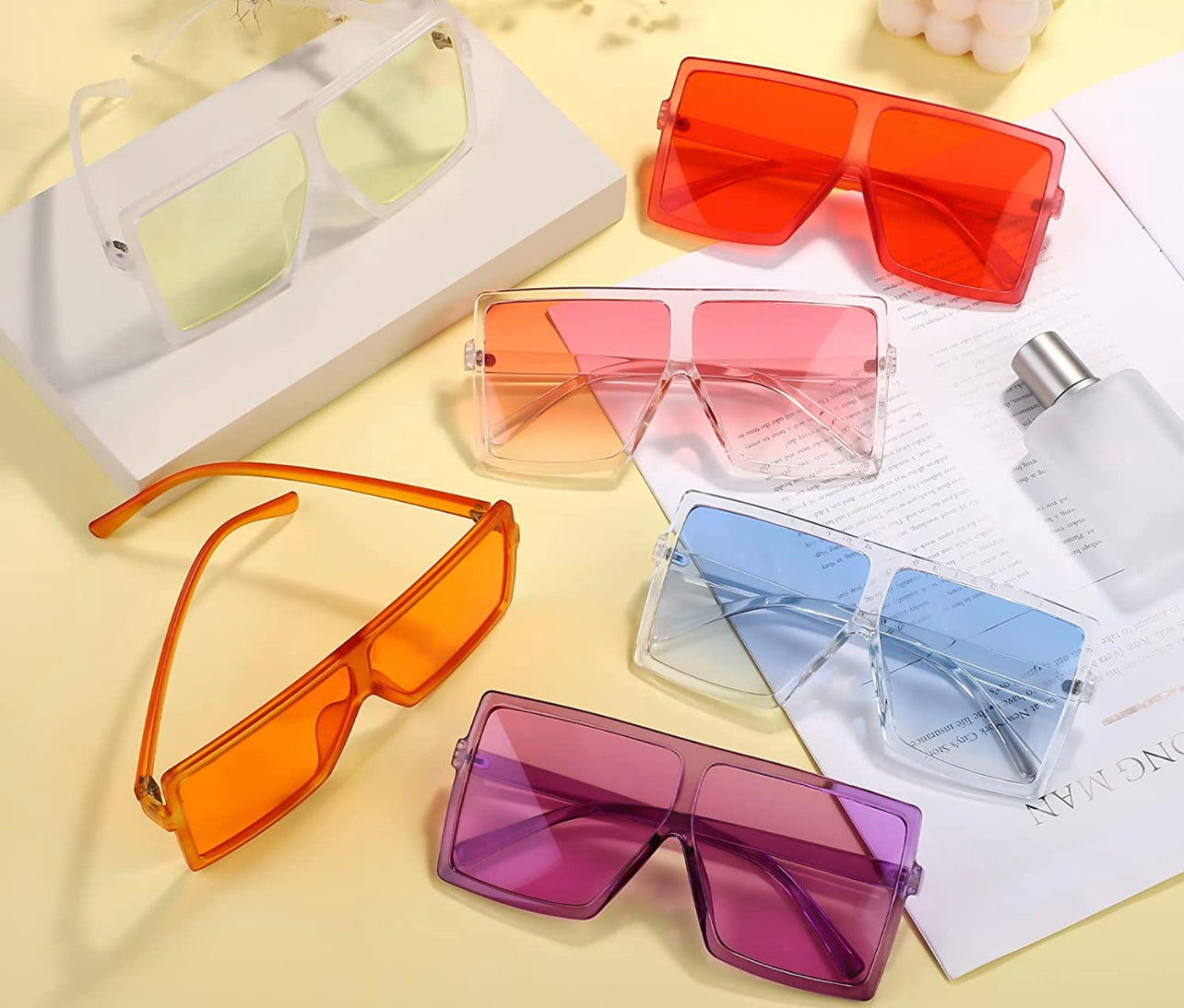 Women’s top fashion flat square oversized sunglasses