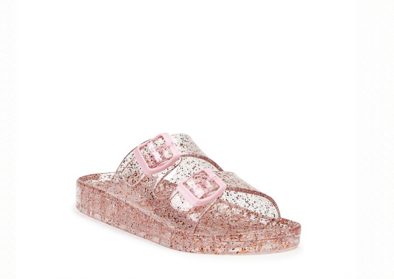 Girls pink glitter jelly sandals