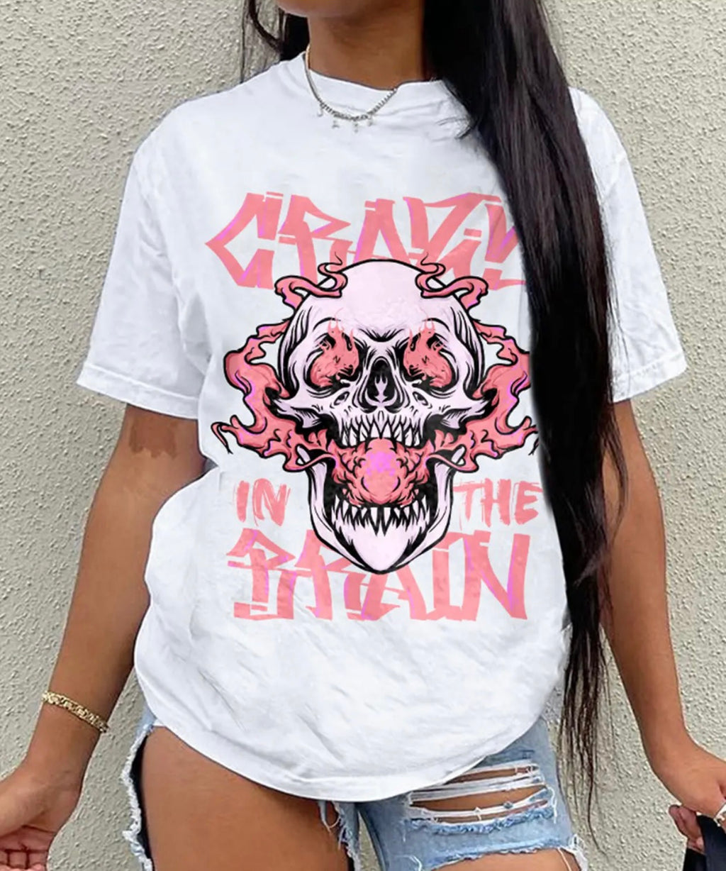 Skull printed white t-shirt