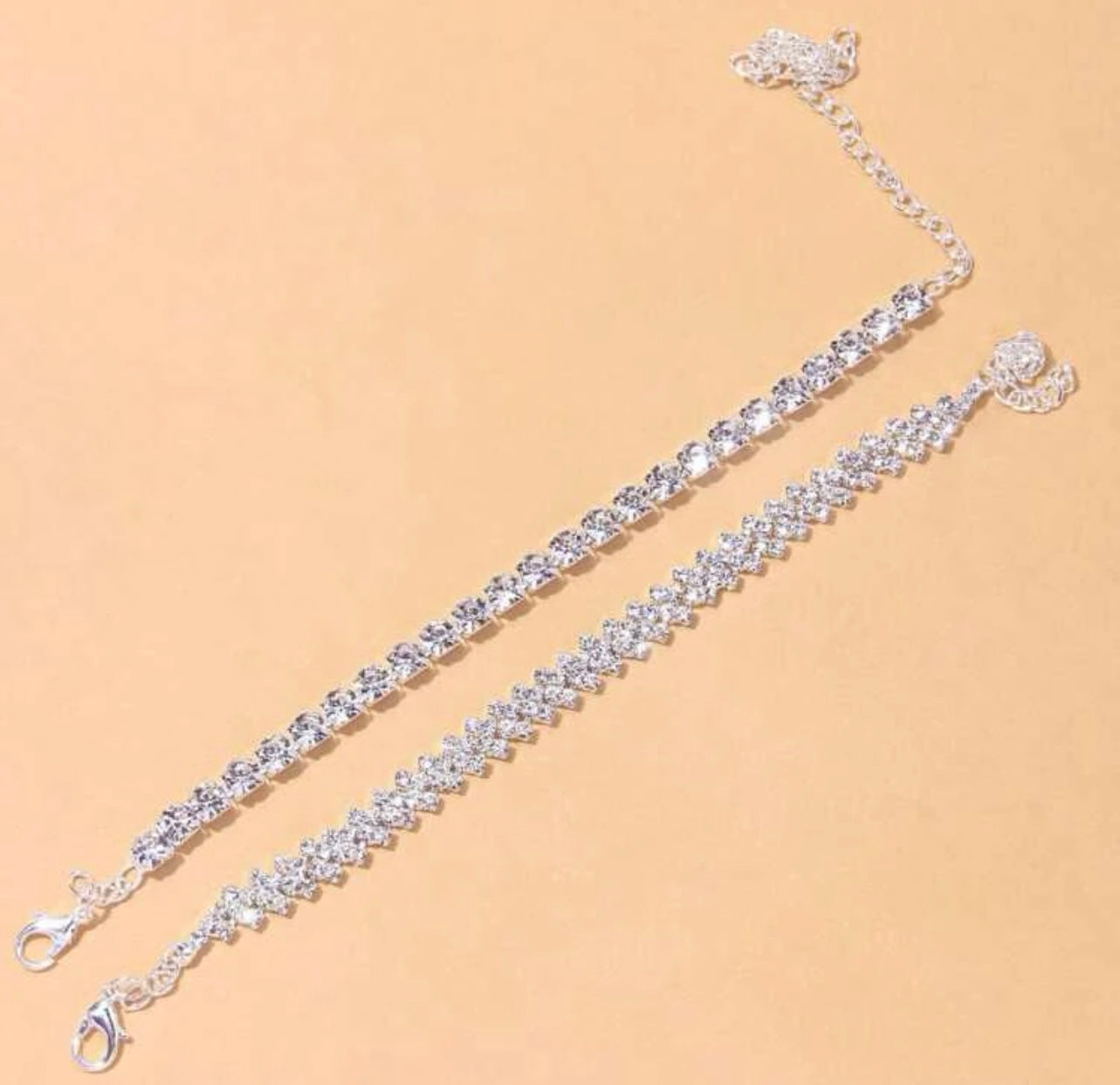 2pcs rhinestone anklet