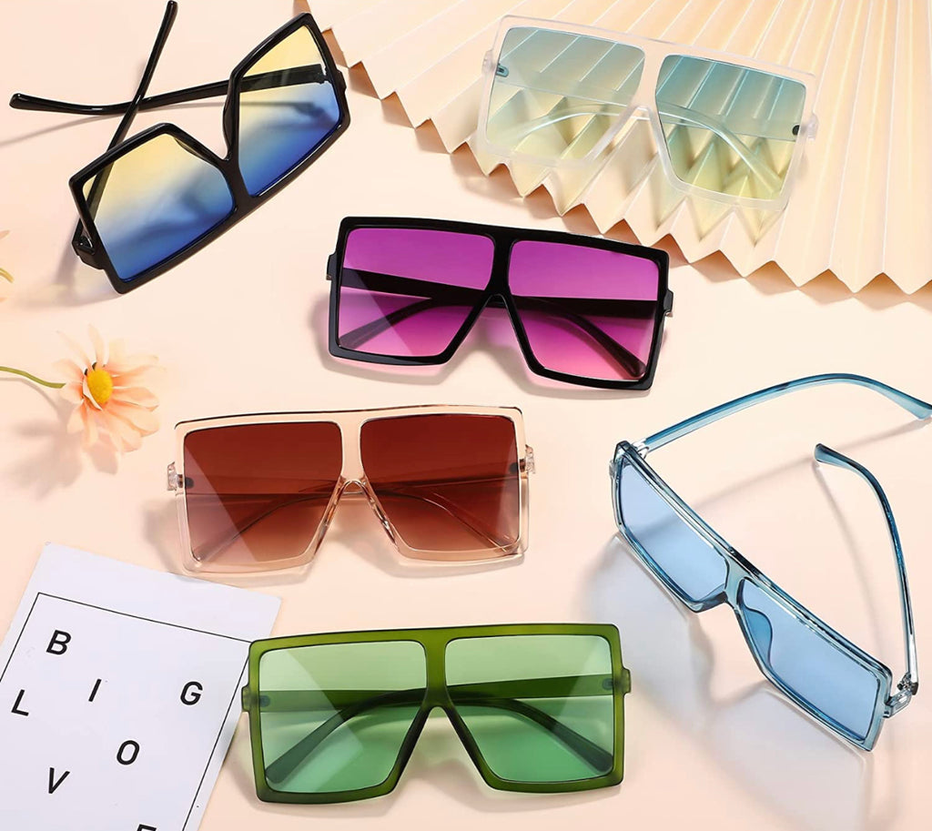 Women’s top fashion flat square oversized sunglasses