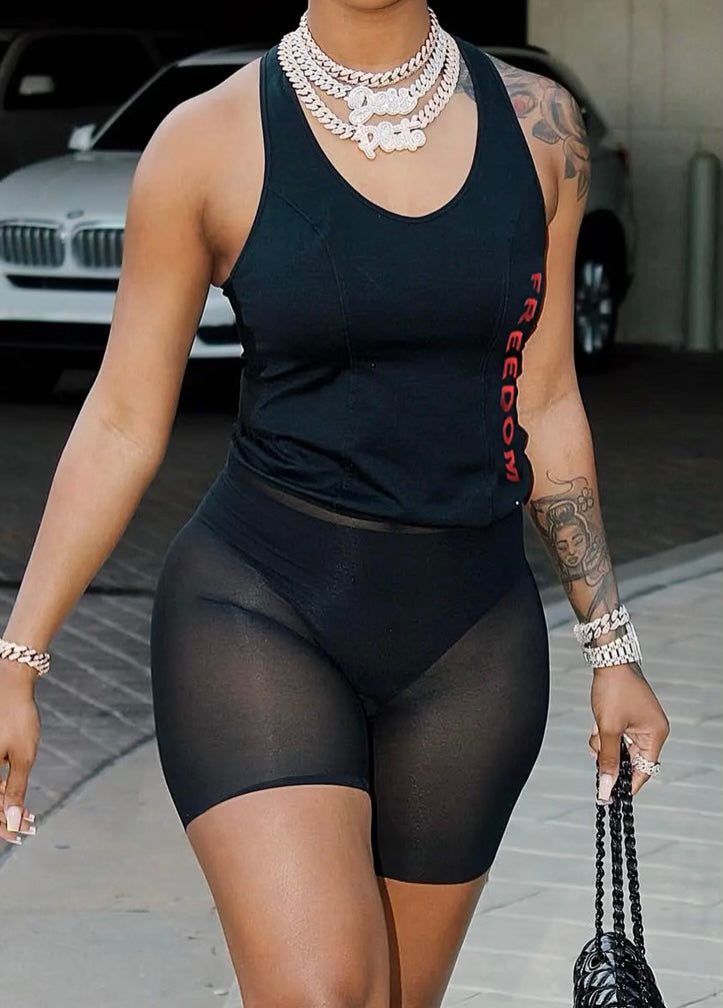 Black two piece shorts set