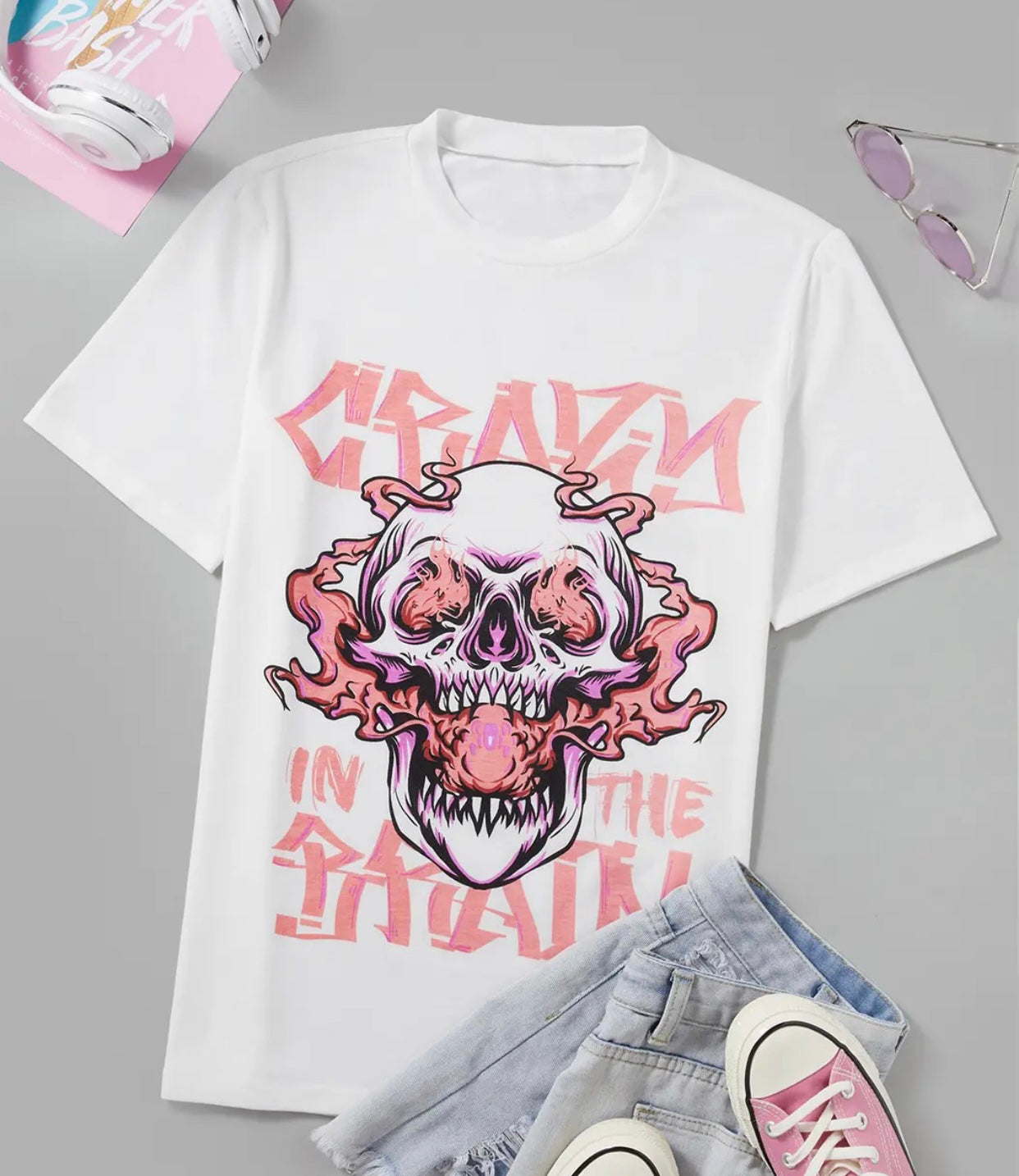 Skull printed white t-shirt